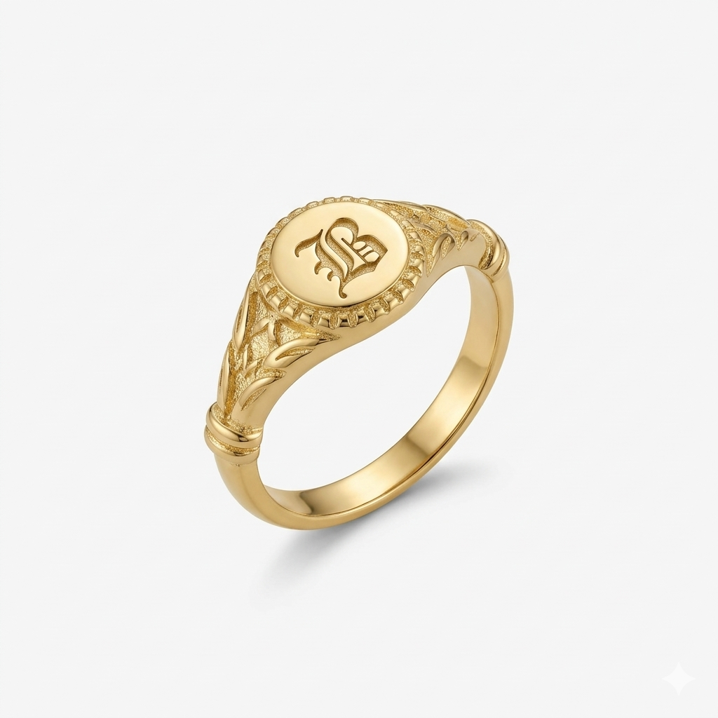 Personalized Initial Signet Ring in 925 Sterling Silver