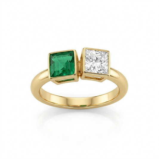 Toi et Moi Ring 925 Sterling Silver