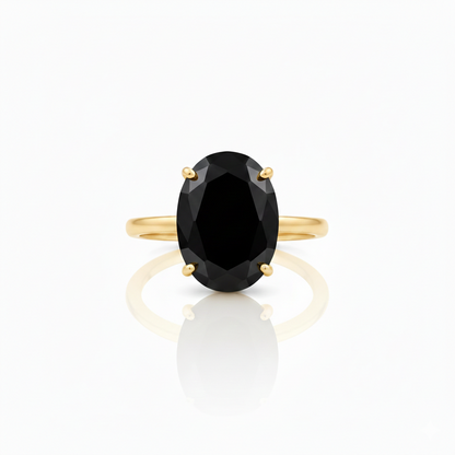 Oval Black Onyx Style Zircon Ring