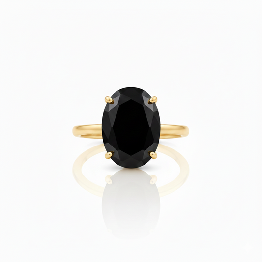 Oval Black Onyx Style Zircon Ring