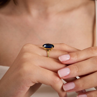 Oval Sapphire Style Blue Zircon Ring
