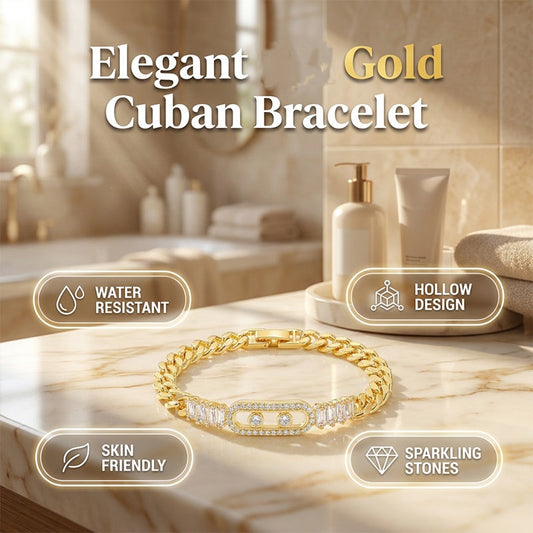 Pulsera de Cadena con Circonia Cúbica en Tono Dorado para Mujer