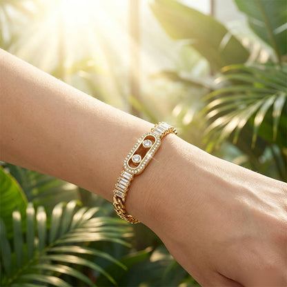 Pulsera de Cadena con Circonia Cúbica en Tono Dorado para Mujer